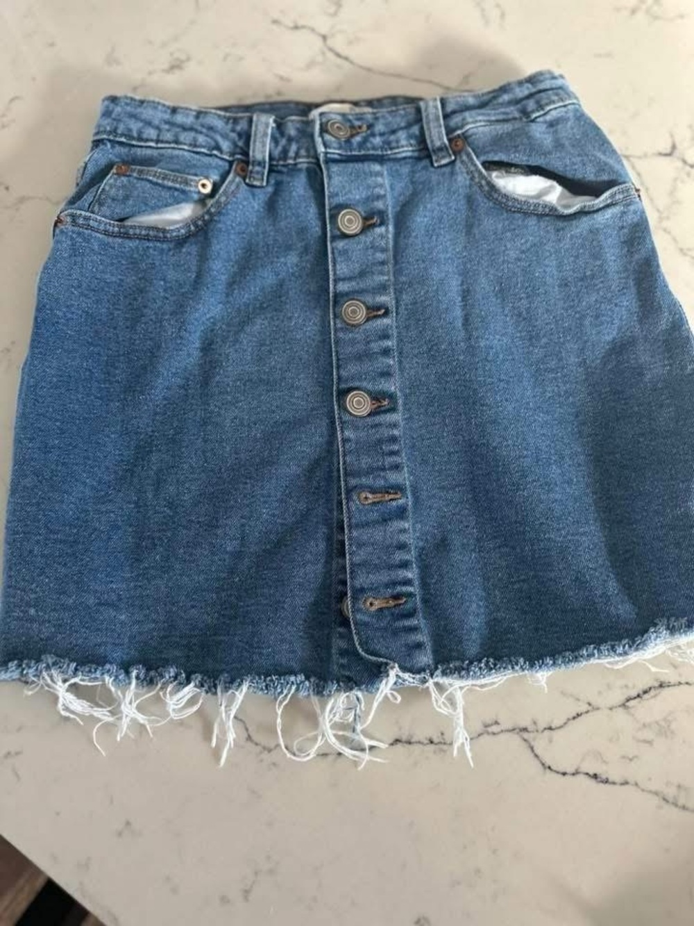 Dex Button-Front Denim Mini Skirt - Blue